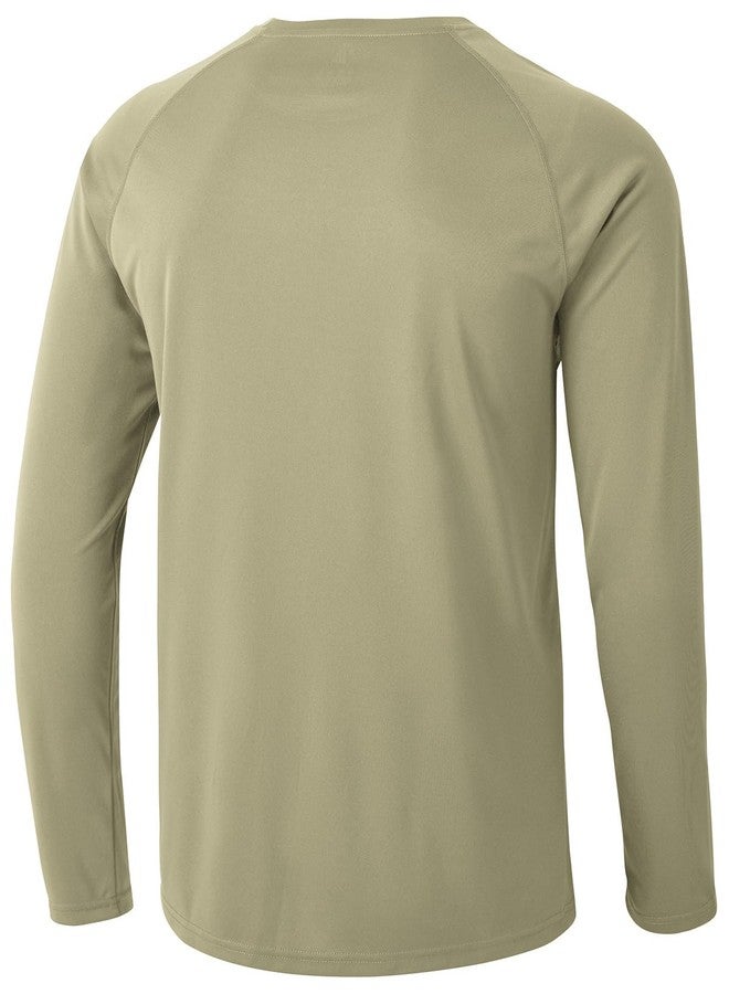 TBMPOY Men's Hiking Waterproof Shirts Dry Fit Athletic T-Shirts Workout SPF Shirts Long Sleeve Safari Outdoor Work Swim Fishing Tops Khaki S - Image 2